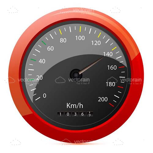 Black Speedometer in KM/H with a Red Border